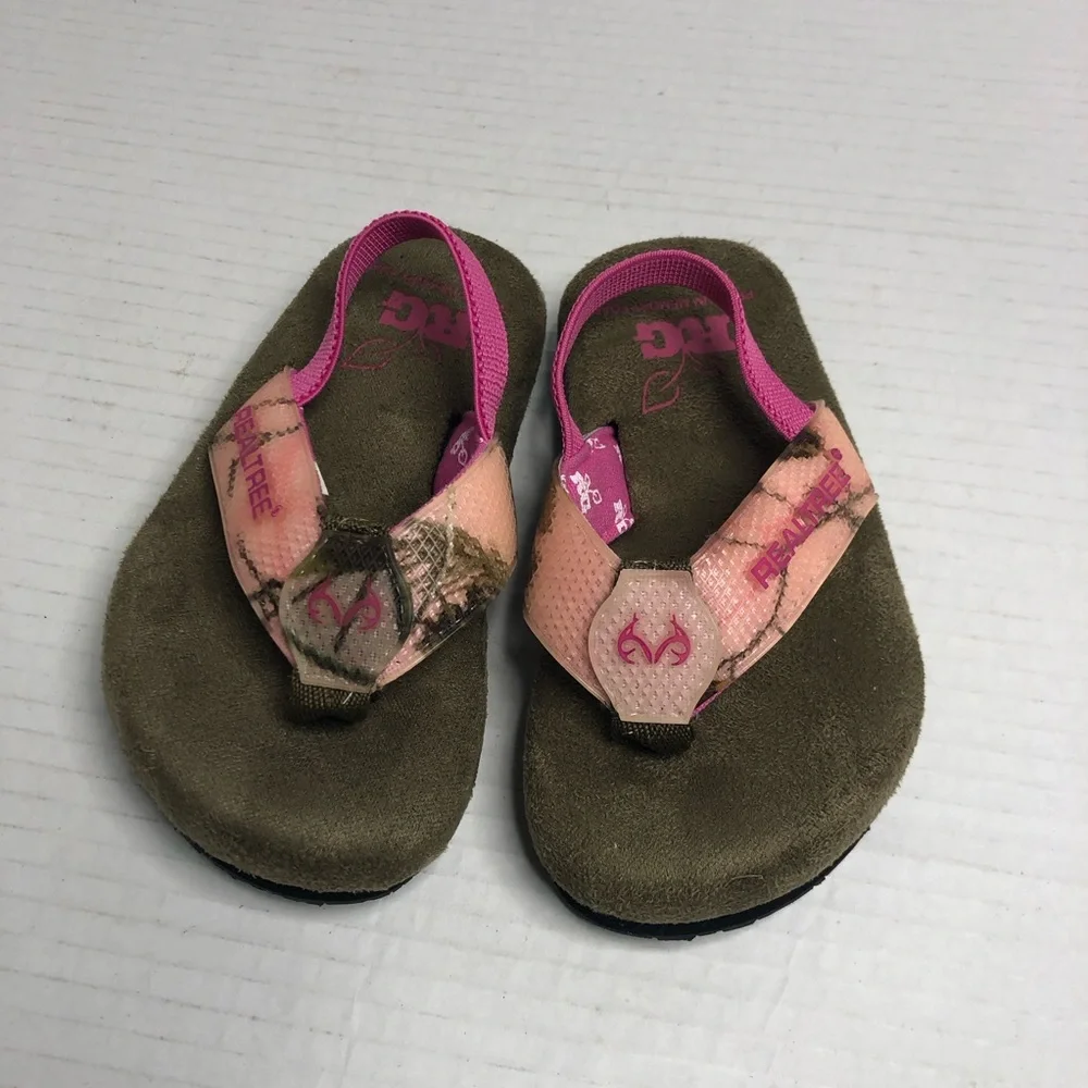 Real Tree Sandals Girls Size 8 Lil Range Pink Brown Memory Foam